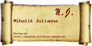 Mihalik Julianna névjegykártya